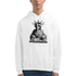 Liberty DJ Men's Graphic Hoodie with Statue of Liberty DJ graphic on white 50/50 cotton-poly blend.