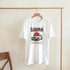 White Japanese JDM men's graphic T-shirt in soft cotton blend featuring a retro car print.