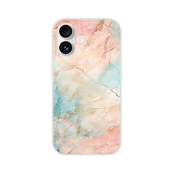 Pastel marble Peach & Aqua abstract iPhone case for 13-16.