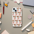 Slim iPhone case with cute dog print and pink bow, transparent flexible protective cover for iPhone 13-16