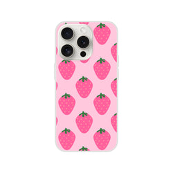 Cute pink strawberry iPhone case with kawaii fruit pattern for iPhone 13-16.