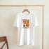 White cotton-blend Pineapple Graphic T-shirt for women, crew neck, short sleeves, tropical pineapple print.