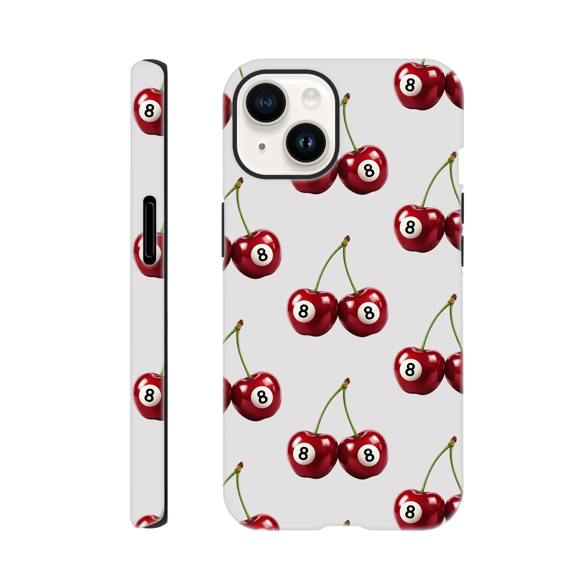 Lucky Cherries tough protective iPhone case with wraparound cherry print and glossy protection for iPhone 16-13