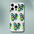 Chill dog phone case with glossy dual-layer wraparound print; sunglasses dog with green popsicle on white.