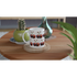 Cherry Mug Gift For Her: glossy white ceramic mug with vivid cherry print on a wooden coaster
