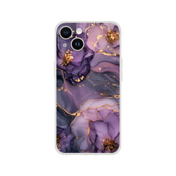 Purple & Gold Marple iPhone Case (iPhone 13-16) with luxury abstract agate marble pattern.