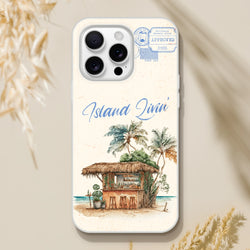 Vintage Postcard iPhone Case Island Holiday for iPhone 13-16 with palm trees and tropical scene