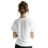 Back view of a woman in a white Retro Palm Tree T-Shirt with palm-tree graphic and a Y2K urban vibe.