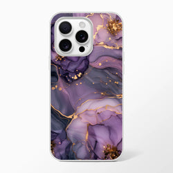 Purple and gold Marple iPhone case for 13-16 with luxury abstract agate marble pattern