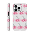 Glitter ball cherries design on a white iPhone case with dual-layer tough protection and wraparound print.