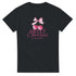 Black women's cotton-blend T-shirt with pink cherry graphic and 'Sweet Cherries are my passion' text.