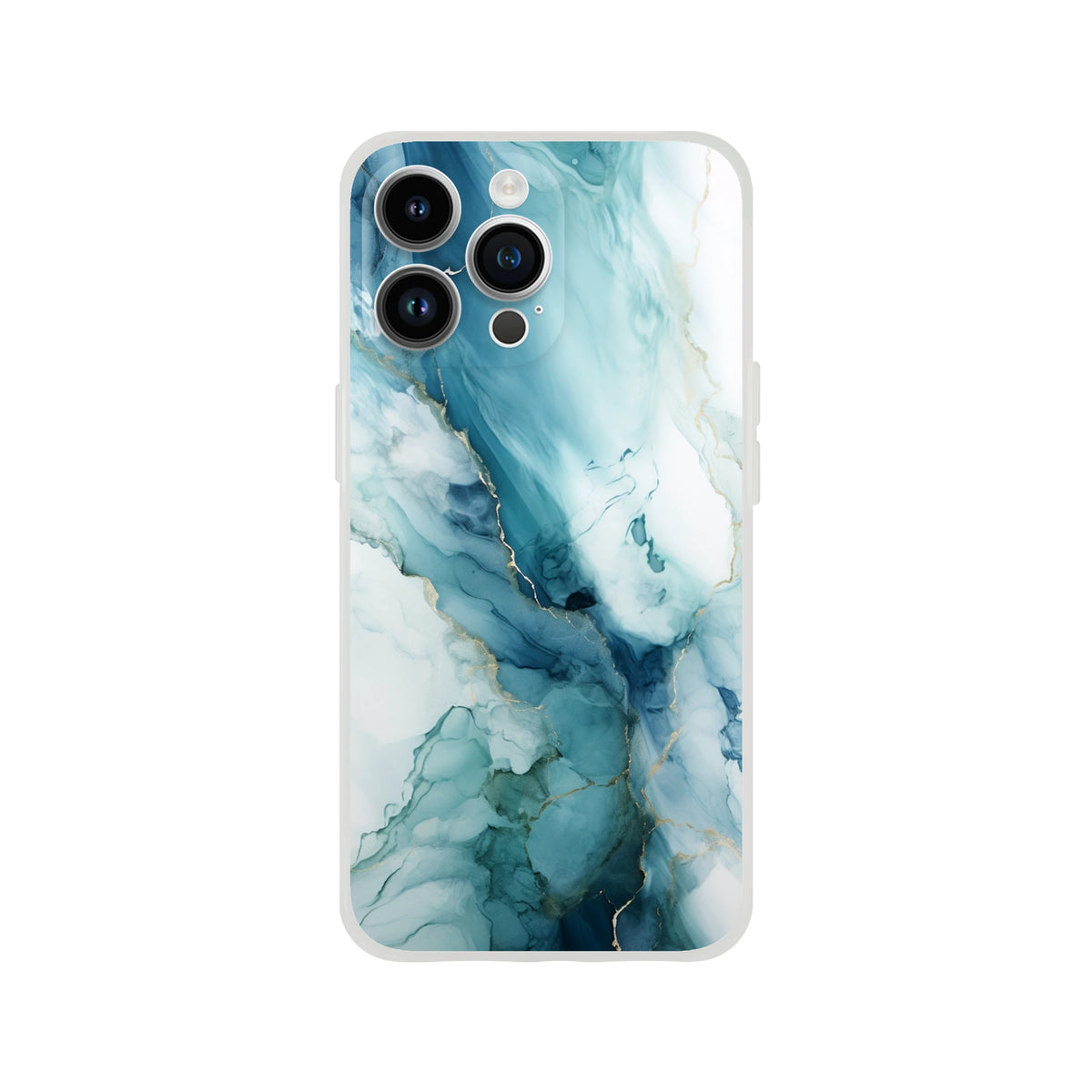 Blue Marble Ocean Agate abstract iPhone case (13-16) with slim matte shell and printed design