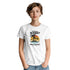 White Sunset women's graphic T-shirt in soft cotton blend with tropical palm trees and sunset design.