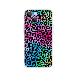 Rainbow animal-print leopard iPhone case for iPhone 13-16, slim matte finish.