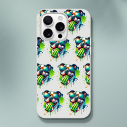 Chill Dog phone case: cool dogs wearing sunglasses and popsicles on a transparent protective cover for iPhone 13–16