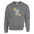 Women's gray 50/50 cotton-poly sweatshirt with a floral wreath around GOOD VIBES ONLY text.