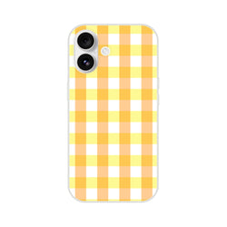 Yellow gingham iPhone case for 13-16 with cute checkered retro aesthetic