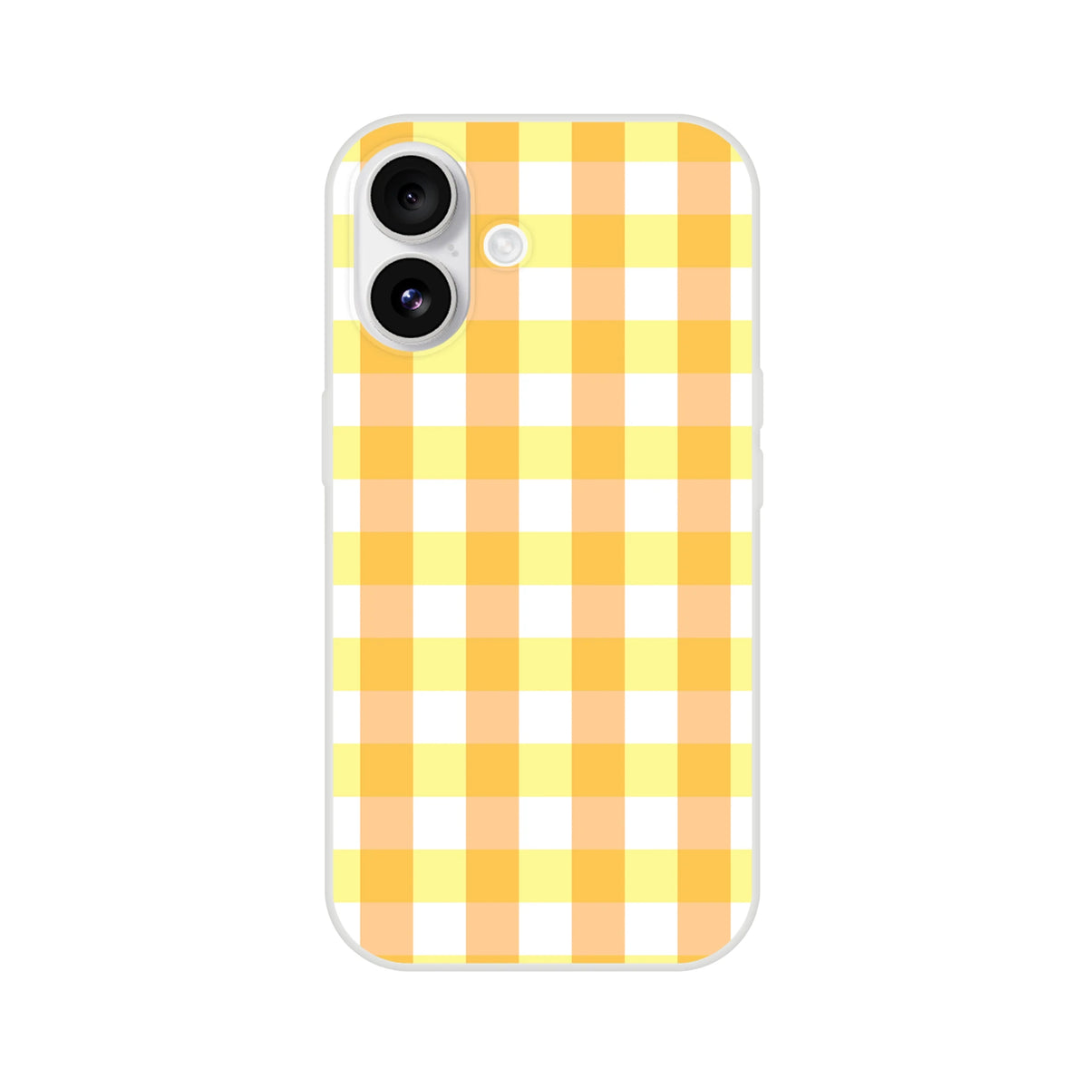 Yellow gingham iPhone case for 13-16 with cute checkered retro aesthetic