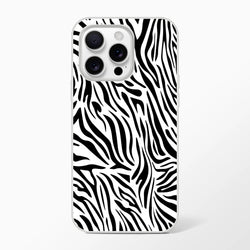 Black and white zebra print iPhone case for iPhone 13-16, durable print with bold Y2K animal aesthetic