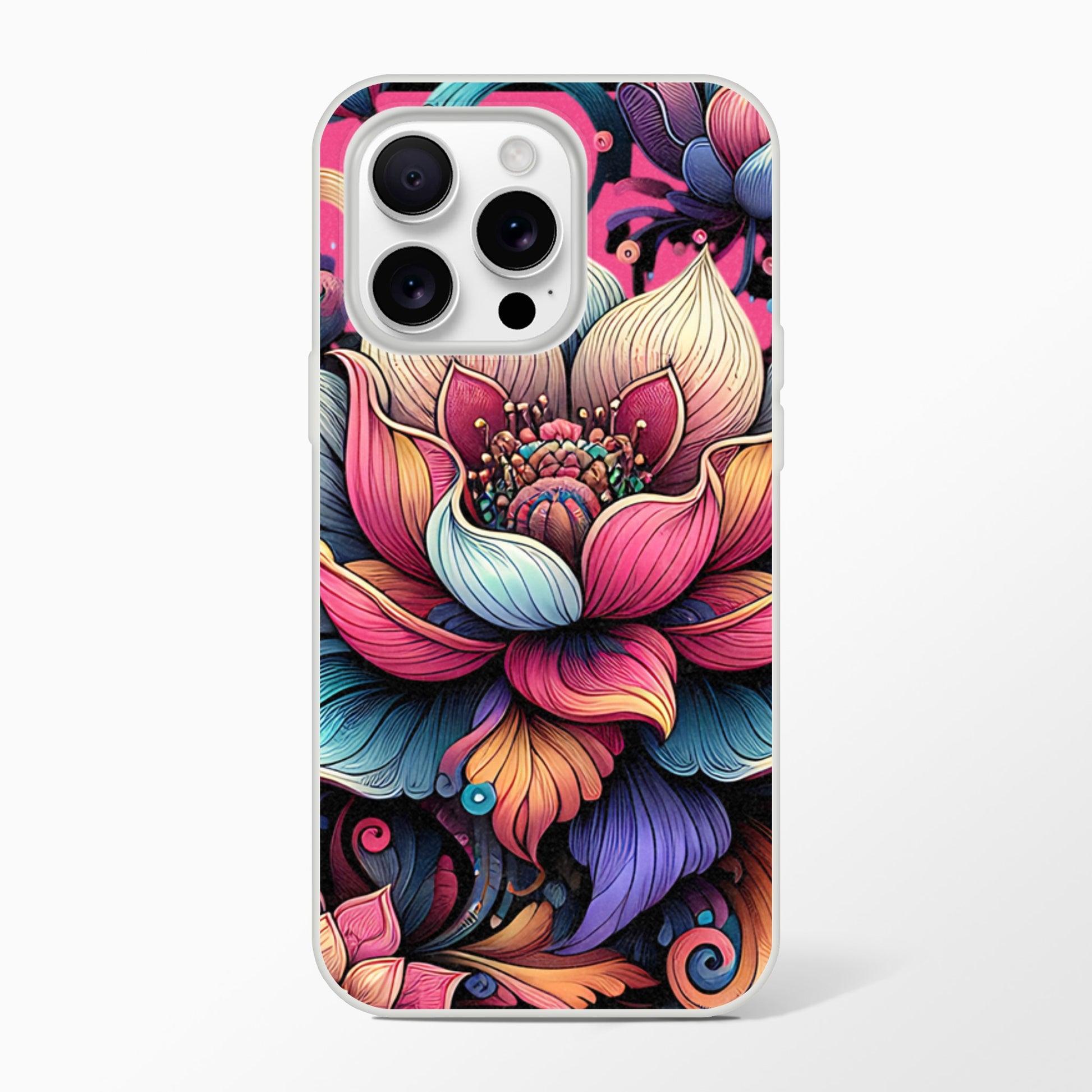 iPhone case with a colorful floral design on a white background 20