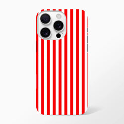Retro red and white vertical stripe tough iPhone case offering rugged protection with a bold wraparound design for daily carry.