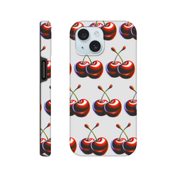 Cherries pattern tough protective iPhone case with dual-layer wraparound print for iPhone 16 15 14 13