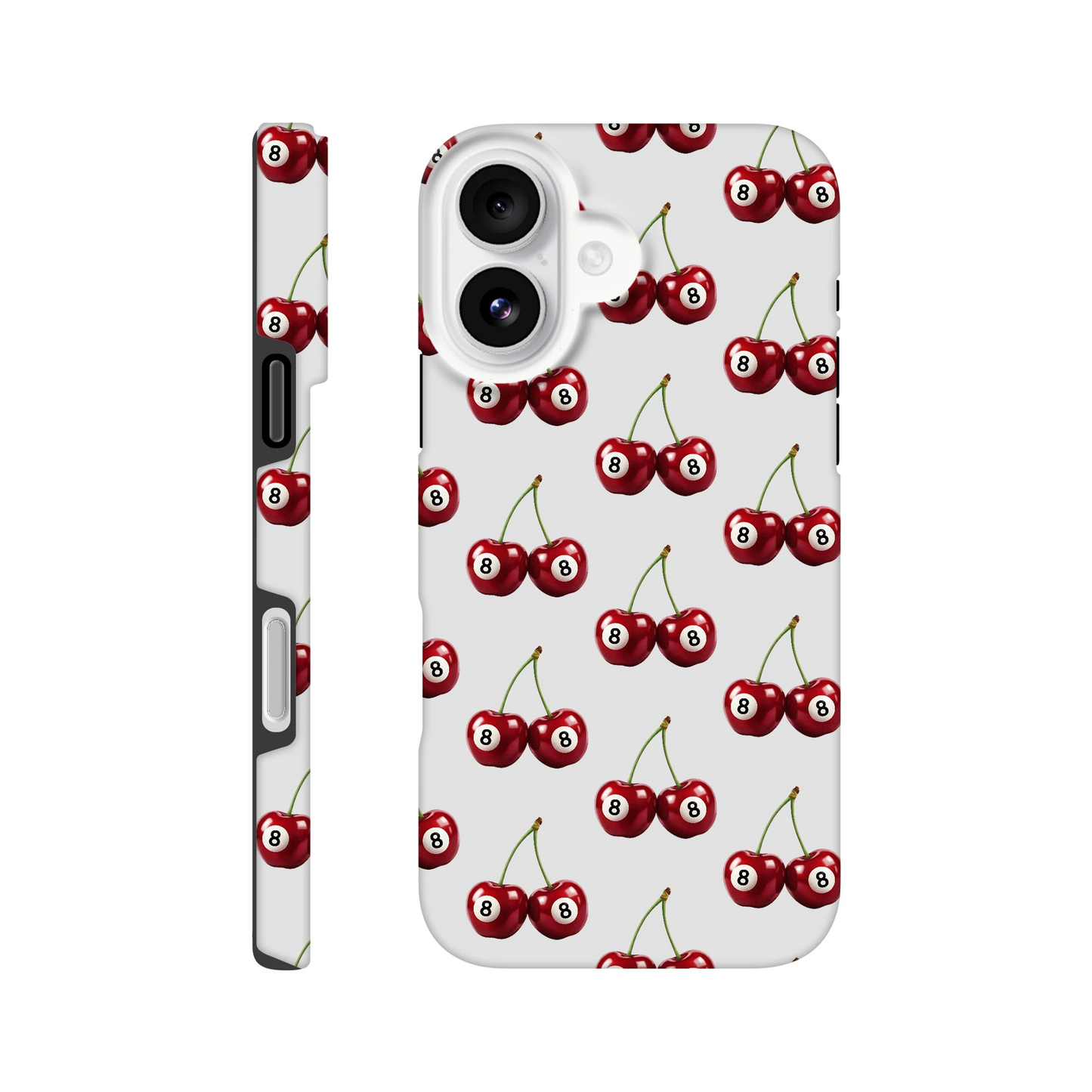 Lucky Cherries phone case with wraparound cherry print; dual-layer protection for iPhone 16/15/14/13.