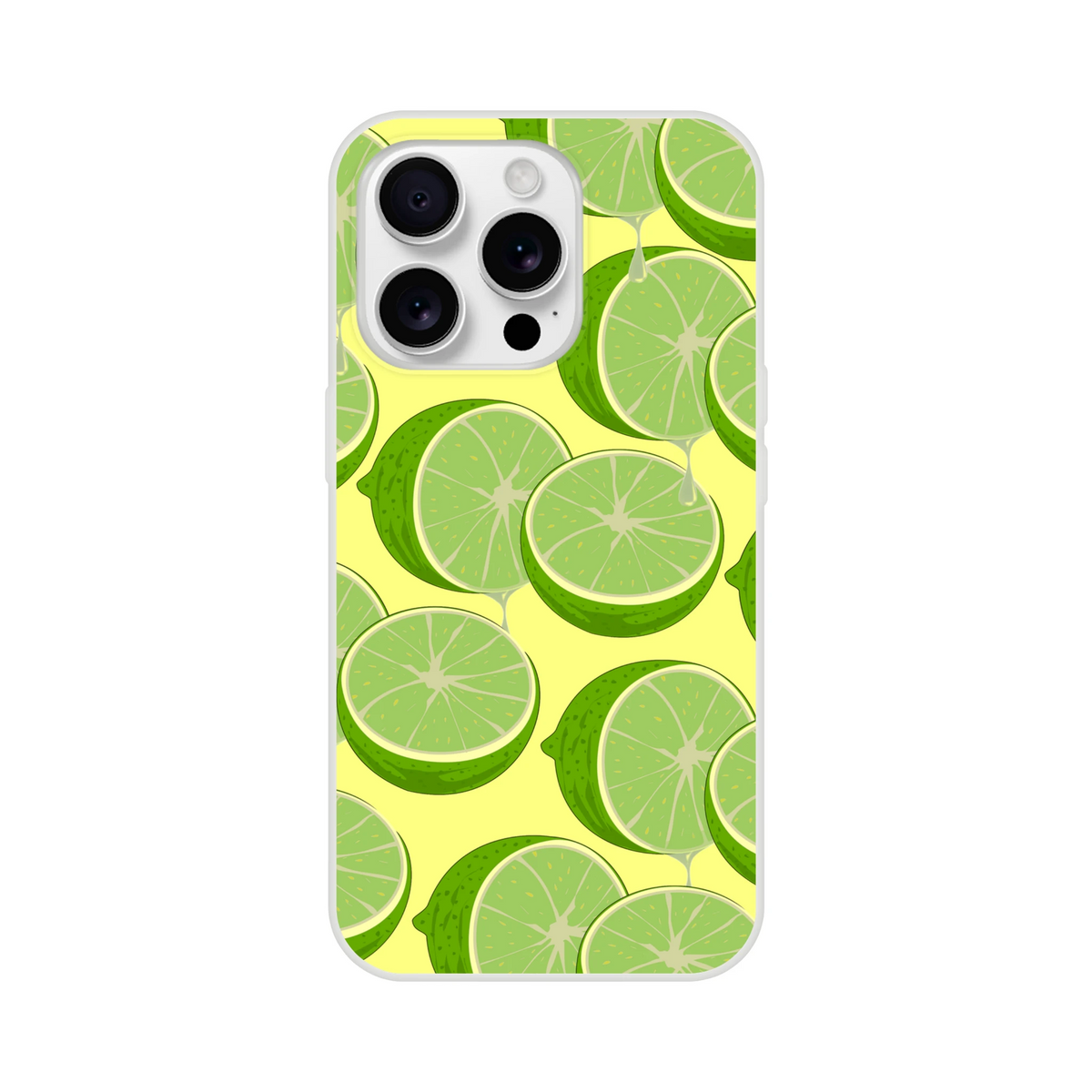 Citrus fruit lime slice iPhone case (13-16) with lime pattern and smooth matte finish.