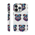 Colorful bulldog head with sunglasses on a glossy dual-layer iPhone case (16/15/14/13) featuring wraparound print.