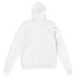 White women's hoodie back view, soft cotton-blend pullover with a relaxed fit.