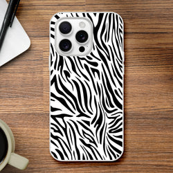Black & White zebra print iPhone case for iPhone 13-16, bold Y2K animal aesthetic.
