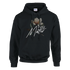 Women's black hoodie with floral You Matter slogan graphic, drawstring hood and front pouch pocket, 50/50 cotton-poly.