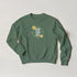Green women's mental health jumper, heavy 50/50 cotton-poly sweatshirt with floral wreath and Good Vibes Only graphic.