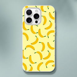 Banana-pattern yellow iPhone case for iPhone 13-16, slim matte shell with shock-absorbing protection