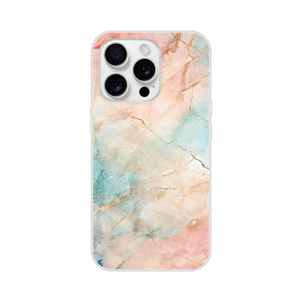 Pastel Marble iPhone Case with peach and aqua abstract design for iPhone 13-16.