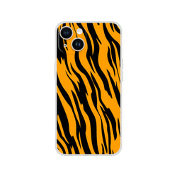 Orange and black tiger-print iPhone case for 13–16 models with bold animal aesthetic.