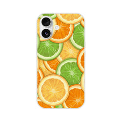 Cute Citrus Fruit iPhone Case (13-16) with tropical orange and lime citrus slice pattern.