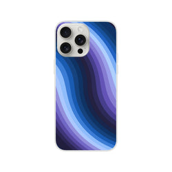 Blue retro wave iPhone case for iPhone 13–16 with abstract Y2K swirl, matte finish, slim protection.