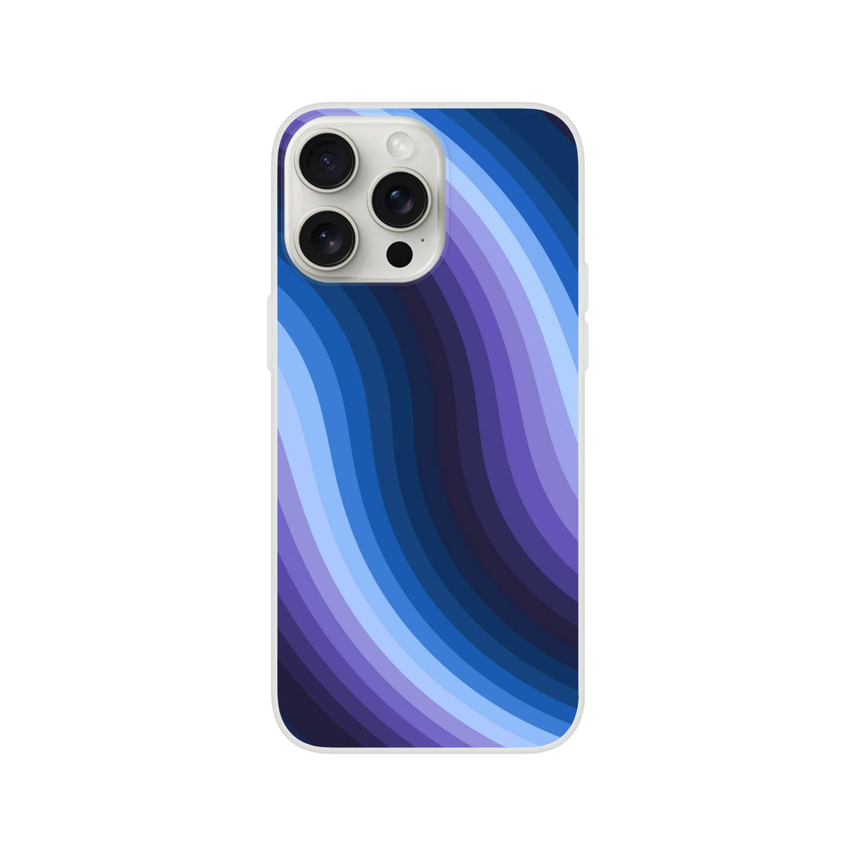 Blue retro wave iPhone case for iPhone 13–16 with abstract Y2K swirl, matte finish, slim protection.