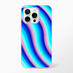Blue & Pink Retro Wave iPhone Case for iPhone 13–16 with matte finish and vivid Y2K swirl.