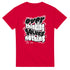 Red men's graphic T-shirt with bold 'Over thinking solves nothing' slogan