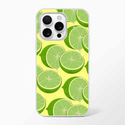 Cute Lime Slice iPhone Case for iPhone 13-16 with lime-slice pattern on yellow background.