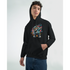 Man wearing black cotton-blend Men's Dab Teddy Bear Hoodie with colorful teddy bear graphic on chest.