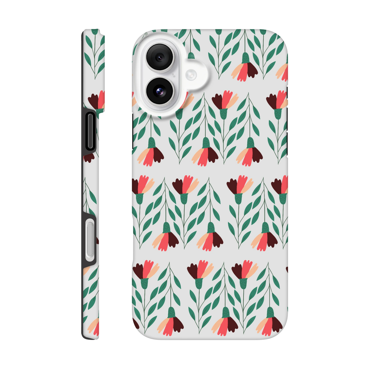 Floral wraparound tough case for iPhone 16/15/14/13 with dual-layer protection and glossy finish