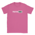 Pink women's T-shirt with bold 'POSITIVE VIBES' graphic in white blocks, retro streetwear vibe.