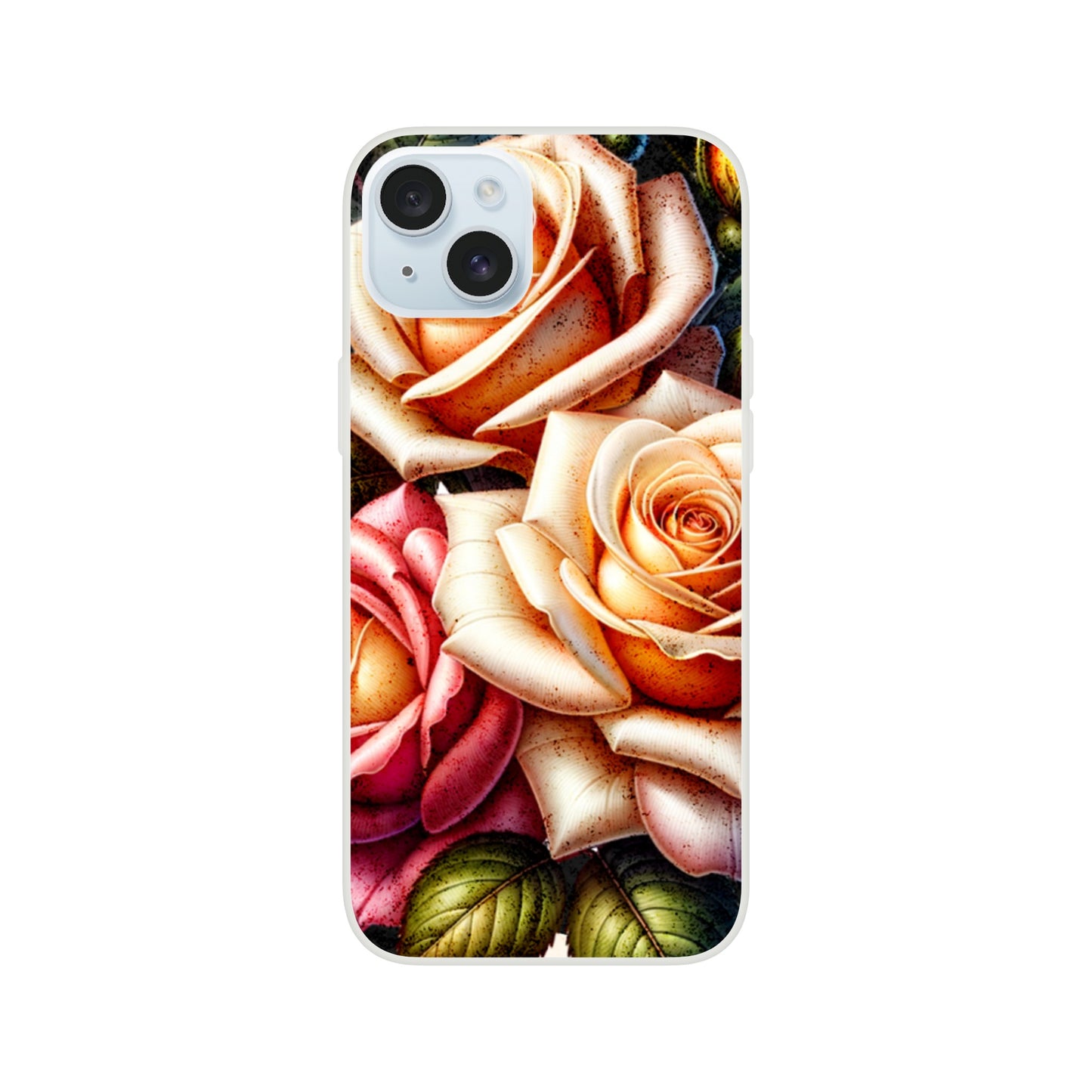 iPhone case with a design of roses on a white background 3