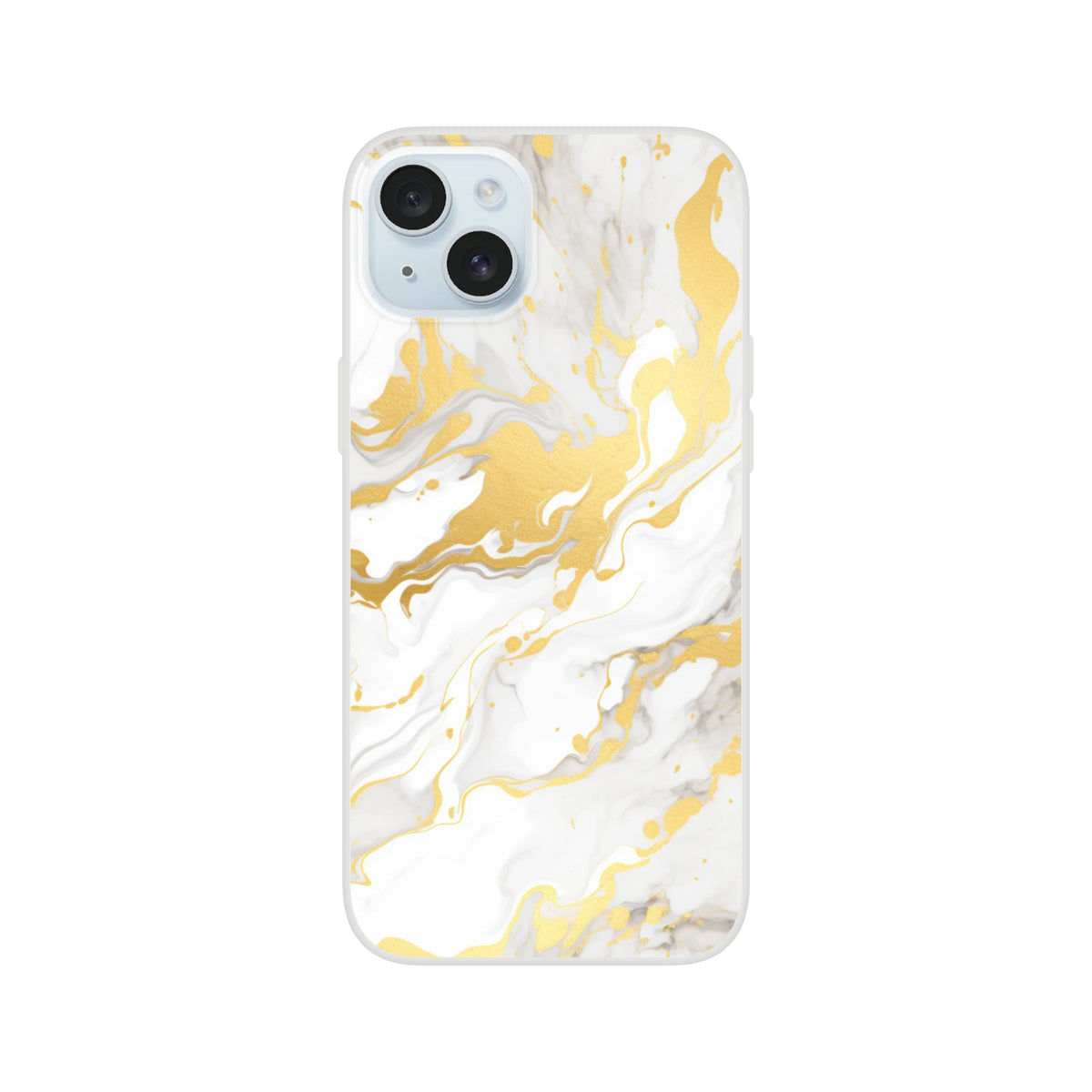 Gold & Cream Marble iPhone Case (13-16) with luxury abstract aesthetic, slim matte finish.