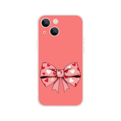 Pink iPhone case with a large heart-patterned bow design for iPhone 13–16