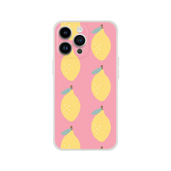 Cute Lemon Pattern iPhone Case (13-16), pink aesthetic, frosty clear flexi cover with flexible protection