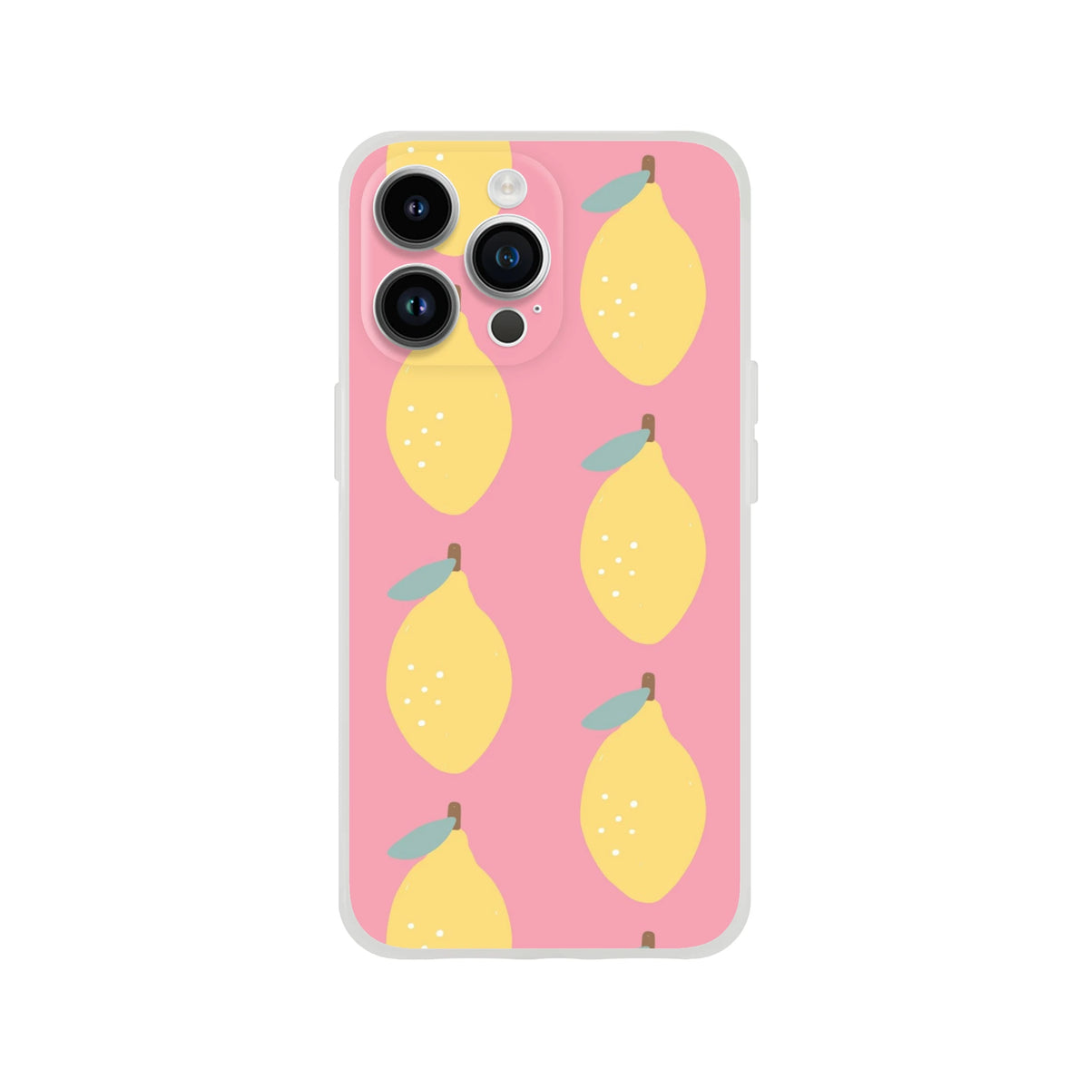 Cute Lemon Pattern iPhone Case (13-16), pink aesthetic, frosty clear flexi cover with flexible protection
